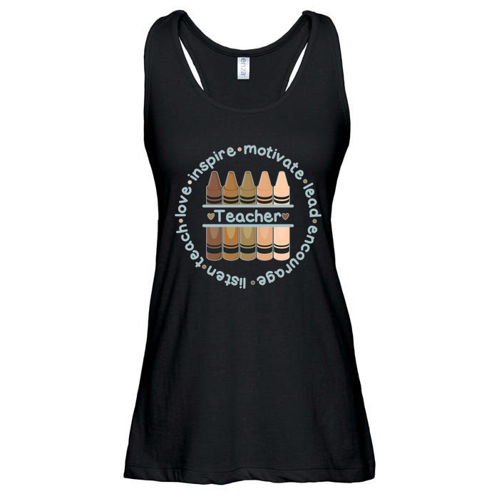 Multiethnic Teacher Inspire Motivate Lead Ladies Essential Flowy Tank