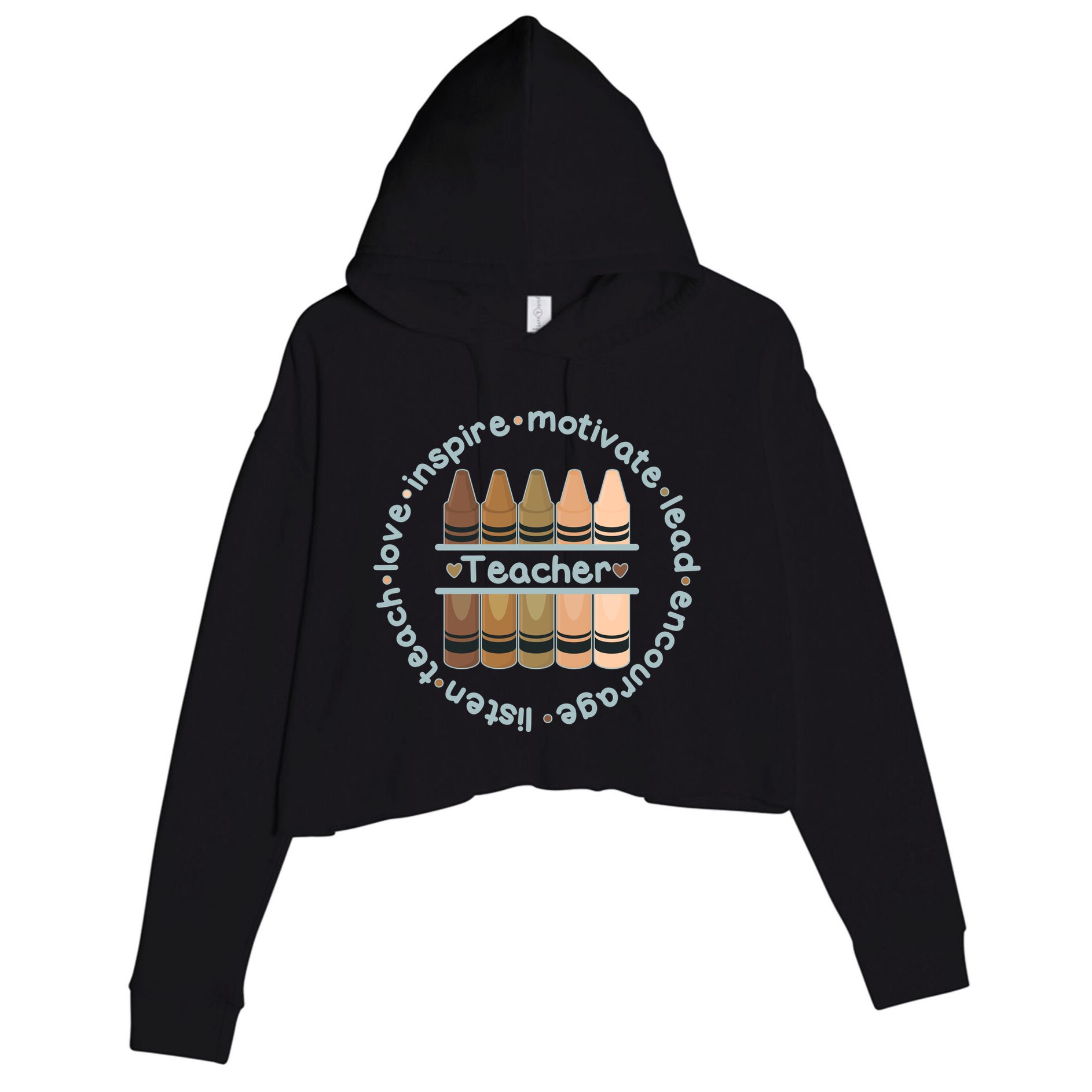 Multiethnic Teacher Inspire Motivate Lead Crop Fleece Hoodie