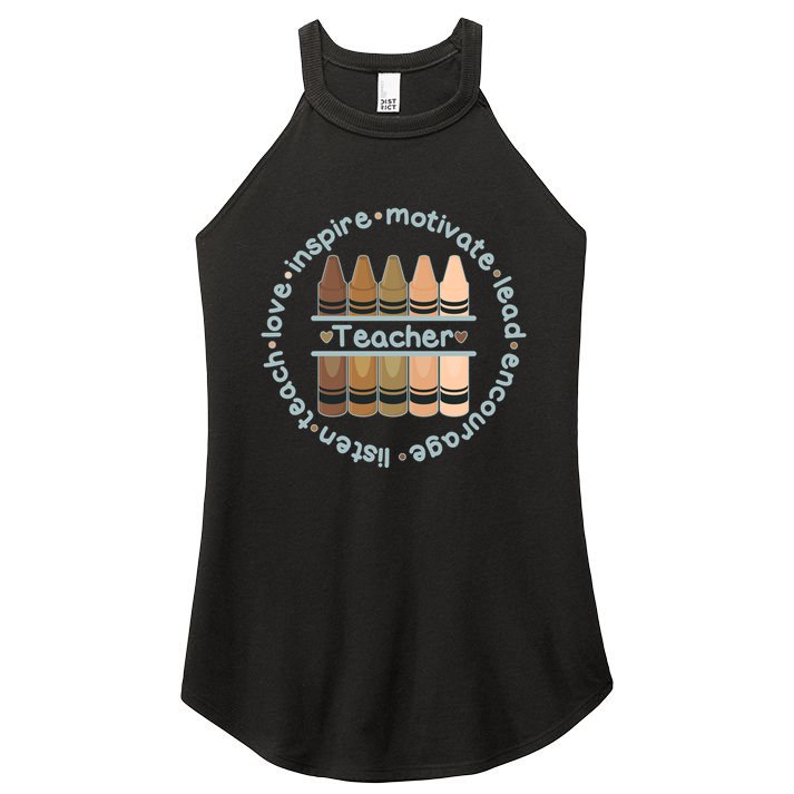 Multiethnic Teacher Inspire Motivate Lead Women's Perfect Tri Rocker Tank