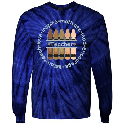 Multiethnic Teacher Inspire Motivate Lead Tie-Dye Long Sleeve Shirt