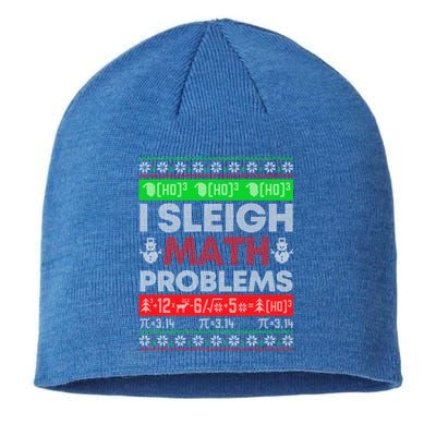 Math Teacher I Sleigh Math Problems Christmas Ugly Sweater Gift Sustainable Beanie