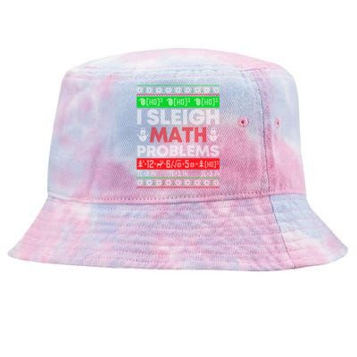 Math Teacher I Sleigh Math Problems Christmas Ugly Sweater Gift Tie-Dyed Bucket Hat