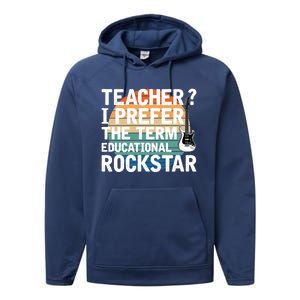 Music Teacher I Prefer Educational Rockstar Back To School Gift Performance Fleece Hoodie