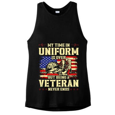 My Time In Uniform Is Over But Being A Veteran Never Ends Ladies PosiCharge Tri-Blend Wicking Tank