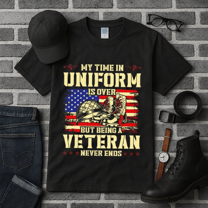 My Time In Uniform Is Over But Being A Veteran Never Ends Tall T-Shirt