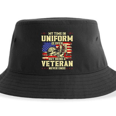 My Time In Uniform Is Over But Being A Veteran Never Ends Sustainable Bucket Hat