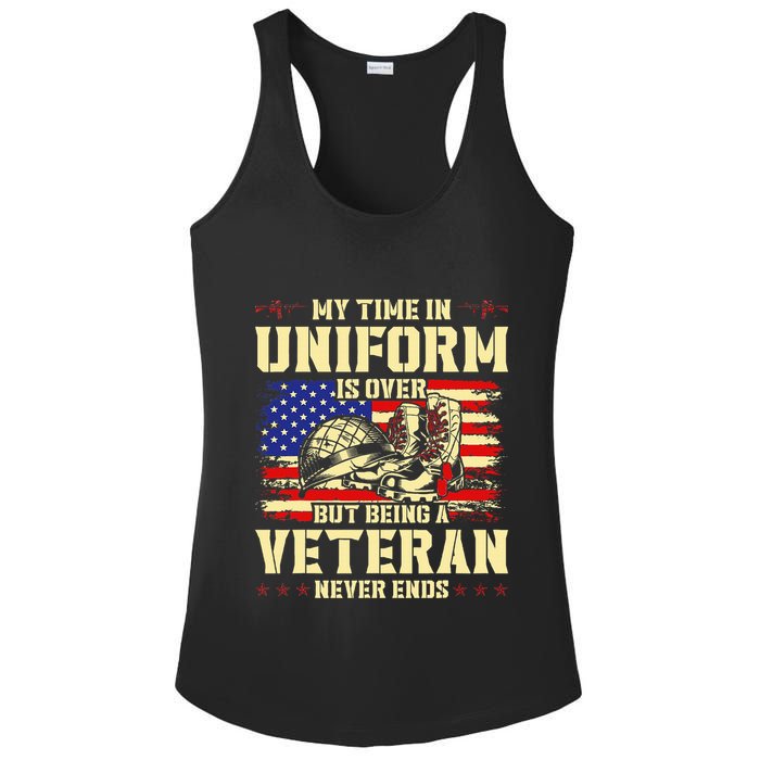 My Time In Uniform Is Over But Being A Veteran Never Ends Ladies PosiCharge Competitor Racerback Tank