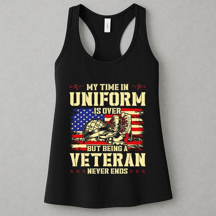 My Time In Uniform Is Over But Being A Veteran Never Ends Womens Tank Top