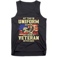 My Time In Uniform Is Over But Being A Veteran Never Ends Tank Top
