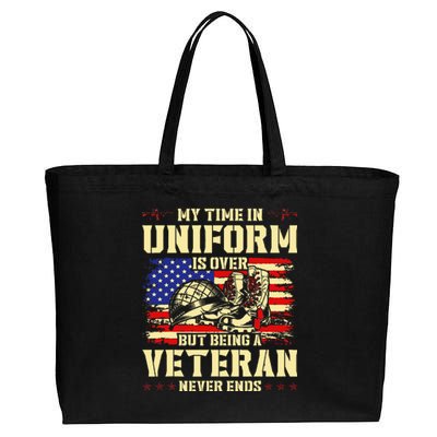 My Time In Uniform Is Over But Being A Veteran Never Ends Cotton Canvas Jumbo Tote