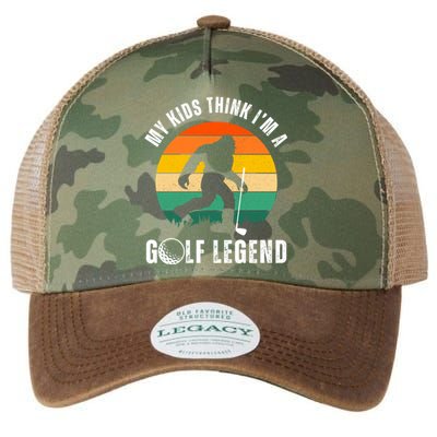 My Think IM A Golf Legend FatherS Day Golf Dad Funny Gift Legacy Tie Dye Trucker Hat