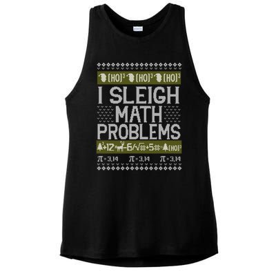 Math Teacher I Sleigh Math Problems Christmas Ugly Sweater Gift Ladies PosiCharge Tri-Blend Wicking Tank