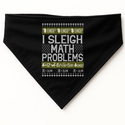 Math Teacher I Sleigh Math Problems Christmas Ugly Sweater Gift USA-Made Doggie Bandana