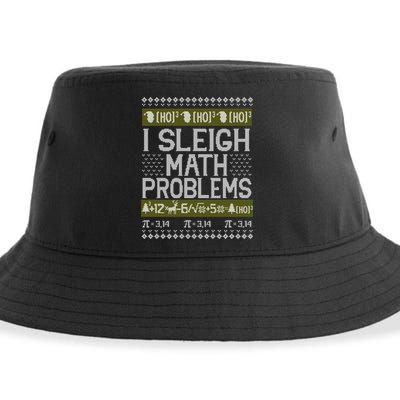 Math Teacher I Sleigh Math Problems Christmas Ugly Sweater Gift Sustainable Bucket Hat