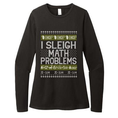 Math Teacher I Sleigh Math Problems Christmas Ugly Sweater Gift Womens CVC Long Sleeve Shirt