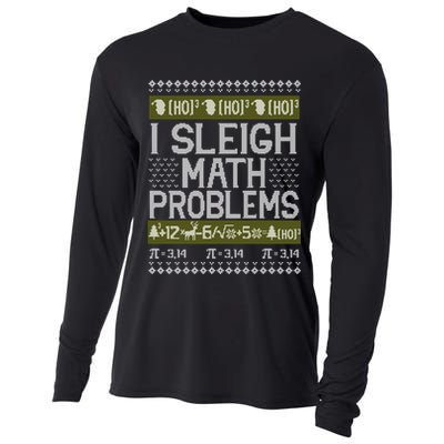 Math Teacher I Sleigh Math Problems Christmas Ugly Sweater Gift Cooling Performance Long Sleeve Crew