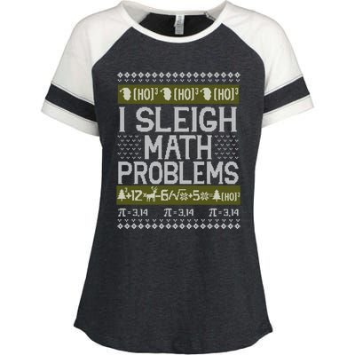 Math Teacher I Sleigh Math Problems Christmas Ugly Sweater Gift Enza Ladies Jersey Colorblock Tee