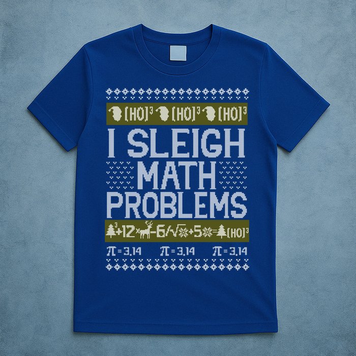 Math Teacher I Sleigh Math Problems Christmas Ugly Sweater Gift T-Shirt