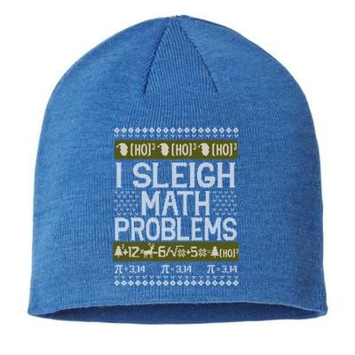 Math Teacher I Sleigh Math Problems Christmas Ugly Sweater Gift Sustainable Beanie