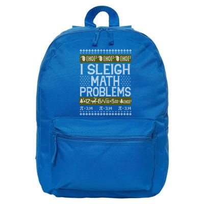 Math Teacher I Sleigh Math Problems Christmas Ugly Sweater Gift 16 in Basic Backpack