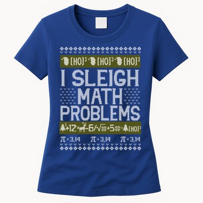 Math Teacher I Sleigh Math Problems Christmas Ugly Sweater Gift Womens T-Shirt