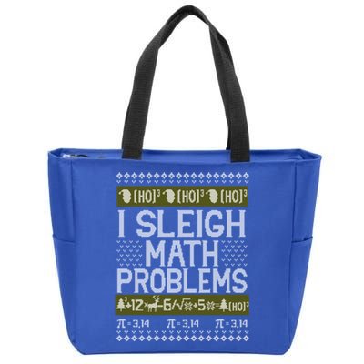 Math Teacher I Sleigh Math Problems Christmas Ugly Sweater Gift Zip Tote Bag