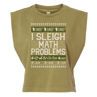 Math Teacher I Sleigh Math Problems Christmas Ugly Sweater Gift Garment-Dyed Women's Muscle Tee