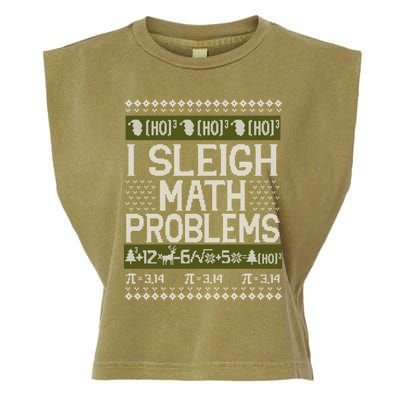 Math Teacher I Sleigh Math Problems Christmas Ugly Sweater Gift Garment-Dyed Women's Muscle Tee