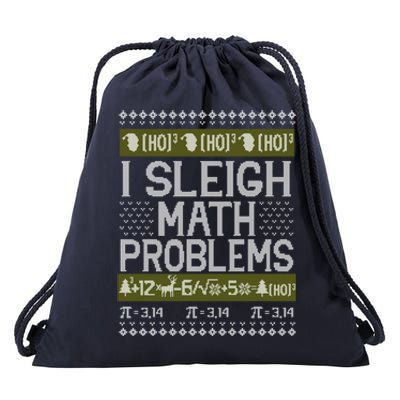 Math Teacher I Sleigh Math Problems Christmas Ugly Sweater Gift Drawstring Bag