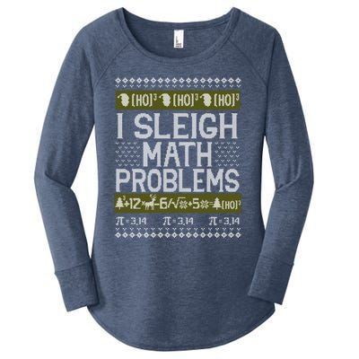 Math Teacher I Sleigh Math Problems Christmas Ugly Sweater Gift Women's Perfect Tri Tunic Long Sleeve Shirt