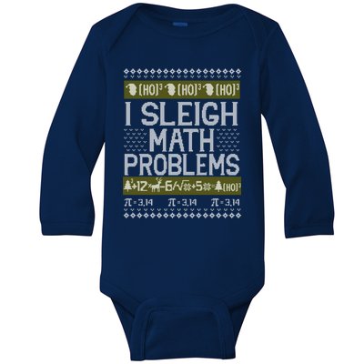 Math Teacher I Sleigh Math Problems Christmas Ugly Sweater Gift Baby Long Sleeve Bodysuit