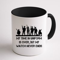 My Time In Uniform Is Over But My Watch Never Ends Army Mug