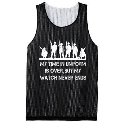My Time In Uniform Is Over But My Watch Never Ends Army Mesh Reversible Basketball Jersey Tank