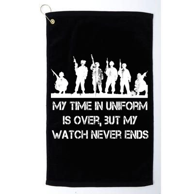 My Time In Uniform Is Over But My Watch Never Ends Army Golf Towel
