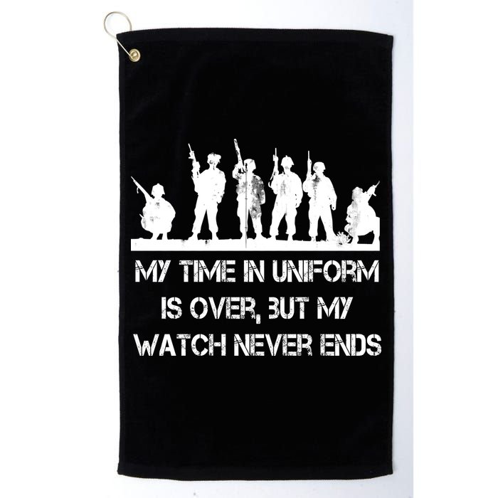 My Time In Uniform Is Over But My Watch Never Ends Army Golf Towel