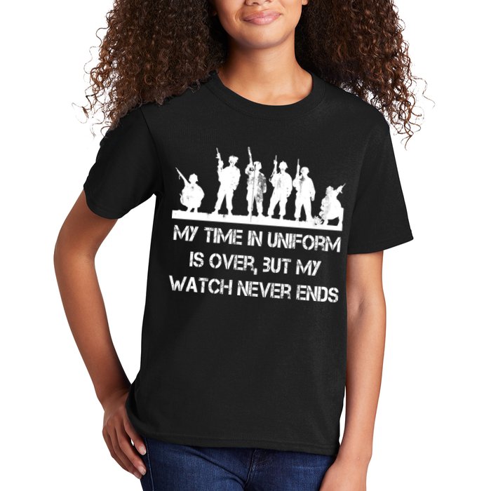 My Time In Uniform Is Over But My Watch Never Ends Army Kids T-Shirt