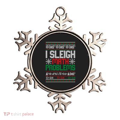 Math Teacher I Sleigh Math Problems Christmas Ugly Metallic Star Ornament
