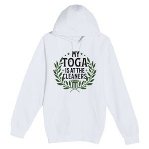 My Toga Is At The Cleaners Funny Toga Party Premium Pullover Hoodie