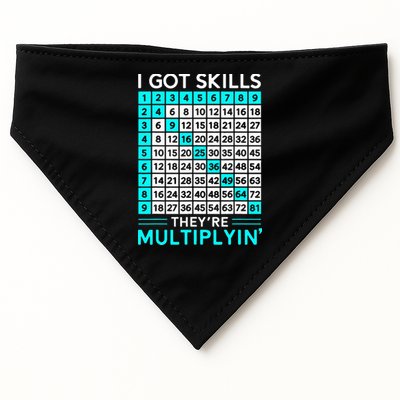Math Teacher I Got Skills They're Multiplying USA-Made Doggie Bandana