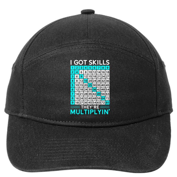 Math Teacher I Got Skills They're Multiplying 7-Panel Snapback Hat