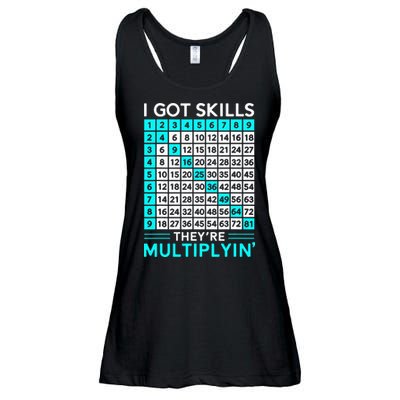 Math Teacher I Got Skills They're Multiplying Ladies Essential Flowy Tank