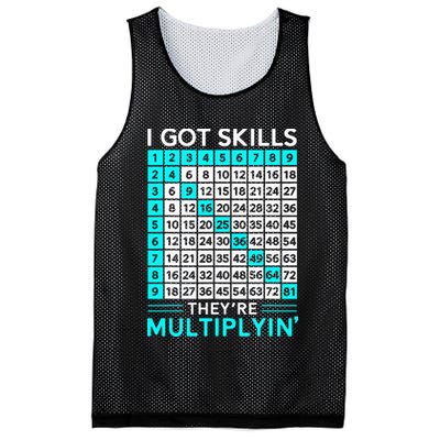 Math Teacher I Got Skills They're Multiplying Mesh Reversible Basketball Jersey Tank