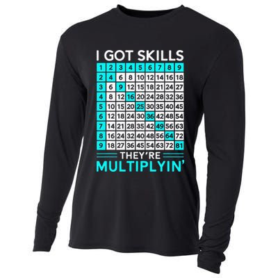 Math Teacher I Got Skills They're Multiplying Cooling Performance Long Sleeve Crew