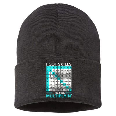 Math Teacher I Got Skills They're Multiplying Sustainable Knit Beanie