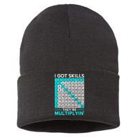 Math Teacher I Got Skills They're Multiplying Sustainable Knit Beanie