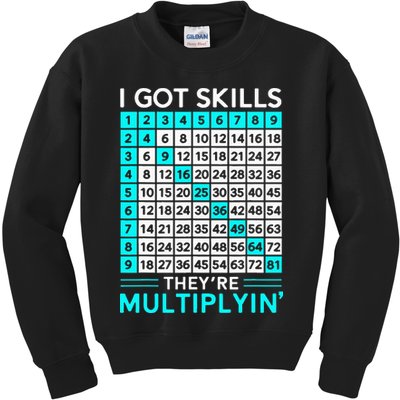 Math Teacher I Got Skills They're Multiplying Kids Sweatshirt