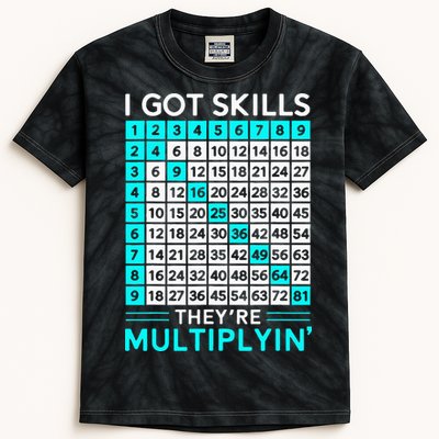 Math Teacher I Got Skills They're Multiplying Kids Tie-Dye T-Shirt