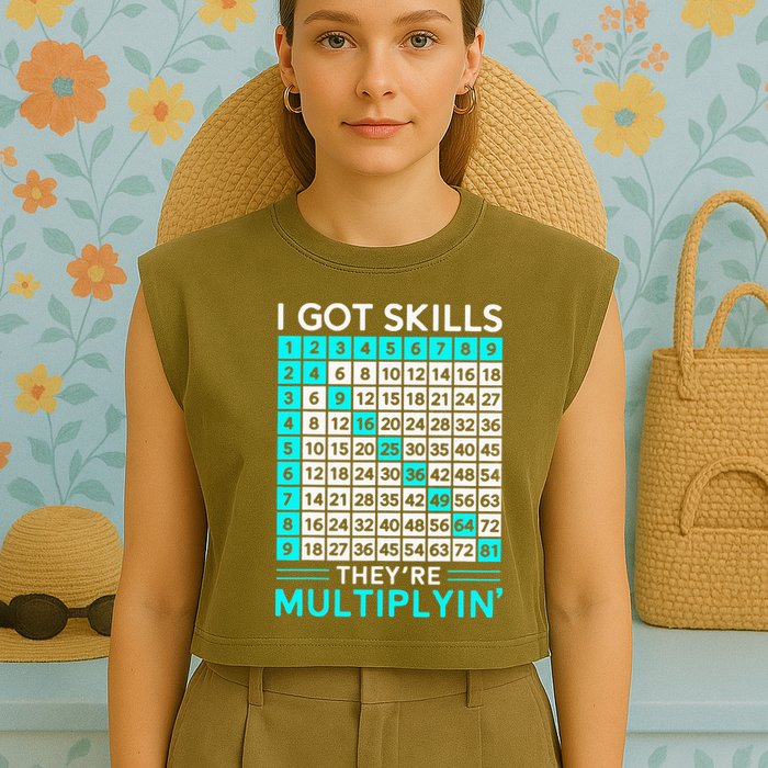 Math Teacher I Got Skills They're Multiplying Garment-Dyed Women's Muscle Tee