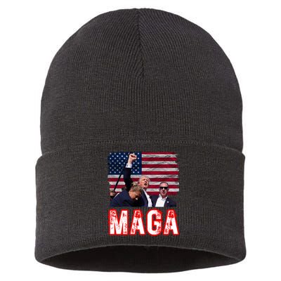 Maga Trump Iconic Fist Raised Sustainable Knit Beanie