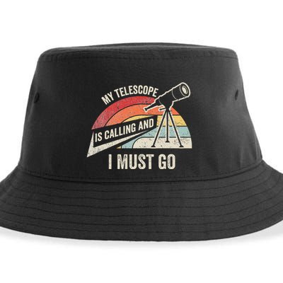 My Telescope Is Calling And I Must Go Astronomy Telescope Sustainable Bucket Hat